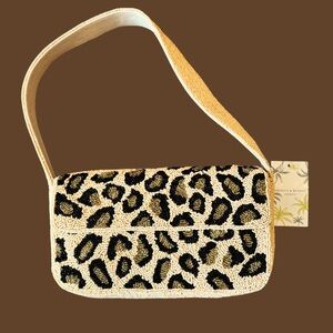 NWT Cheetah Leopard Print Beaded Shoulder Bag Nude Black Gold TikTok Viral